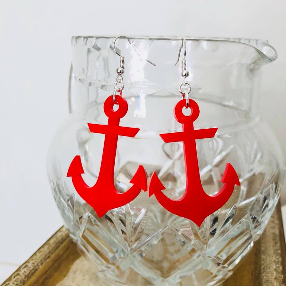 Red hot sale anchor earrings