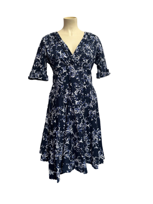 UNIQUE VINTAGE - BLUE FLORAL DRESS sz 18