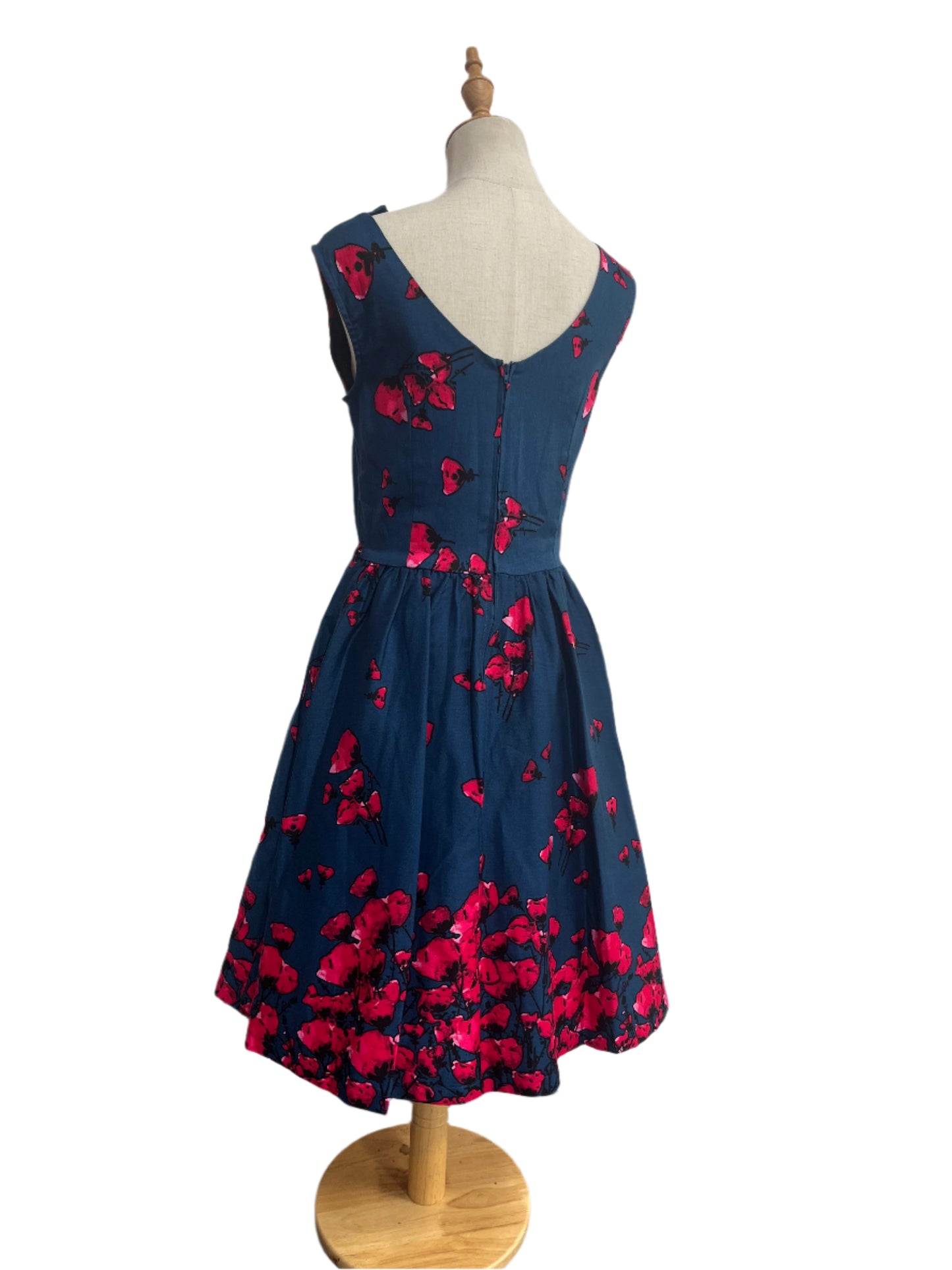 LINDY BOP - PEACOCK BLUE POPPY DRESS sSZ 10