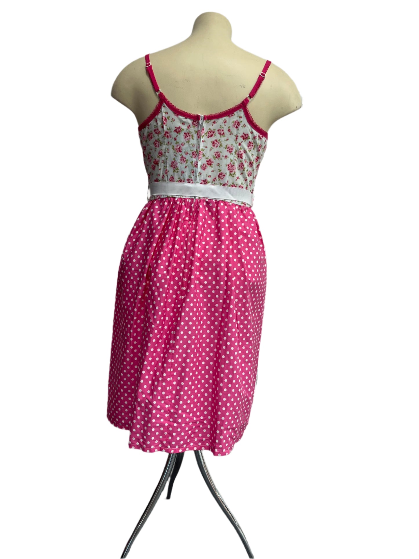 MISS FORTUNE - PINK POLKADOT DRESS SZ 12/14