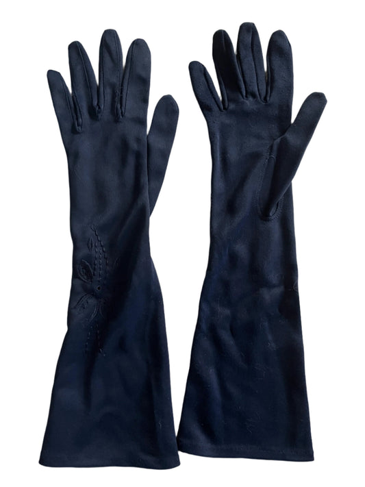 NAVY MID LENGTH GLOVES