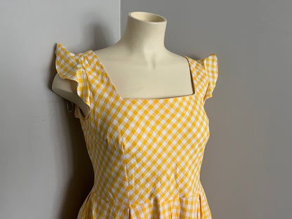 PRETTY DRESS COMPANY YELLOW GINGHAM DRESS SZ 18