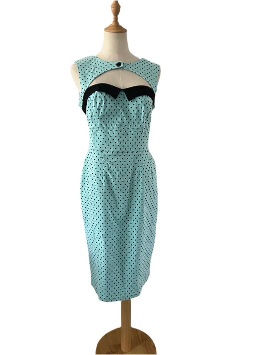 HELLBUNNY POLKADOT PENCIL DRESS SZL/14