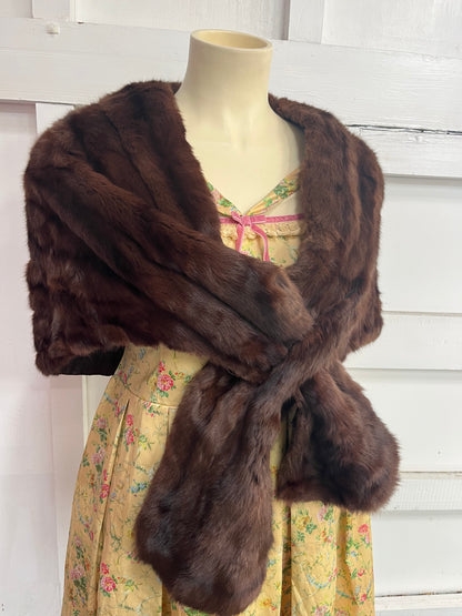 DEEP BROWN FUR STOLE WRAP