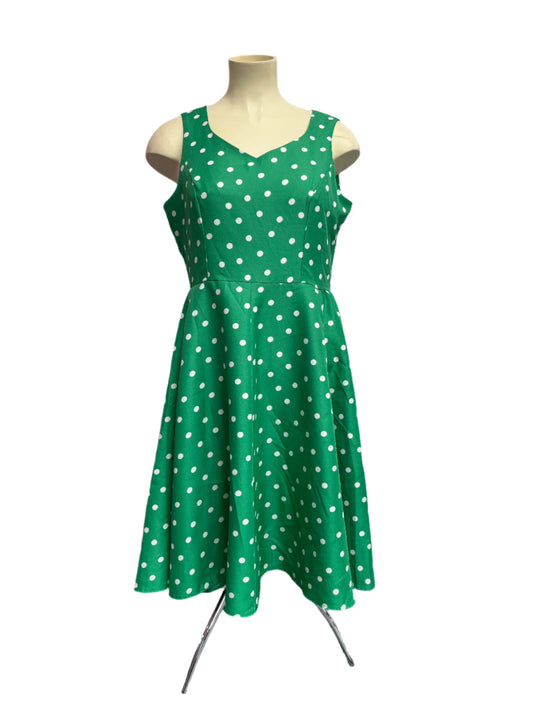 GREEN POLKADOT DRESS SZ 18