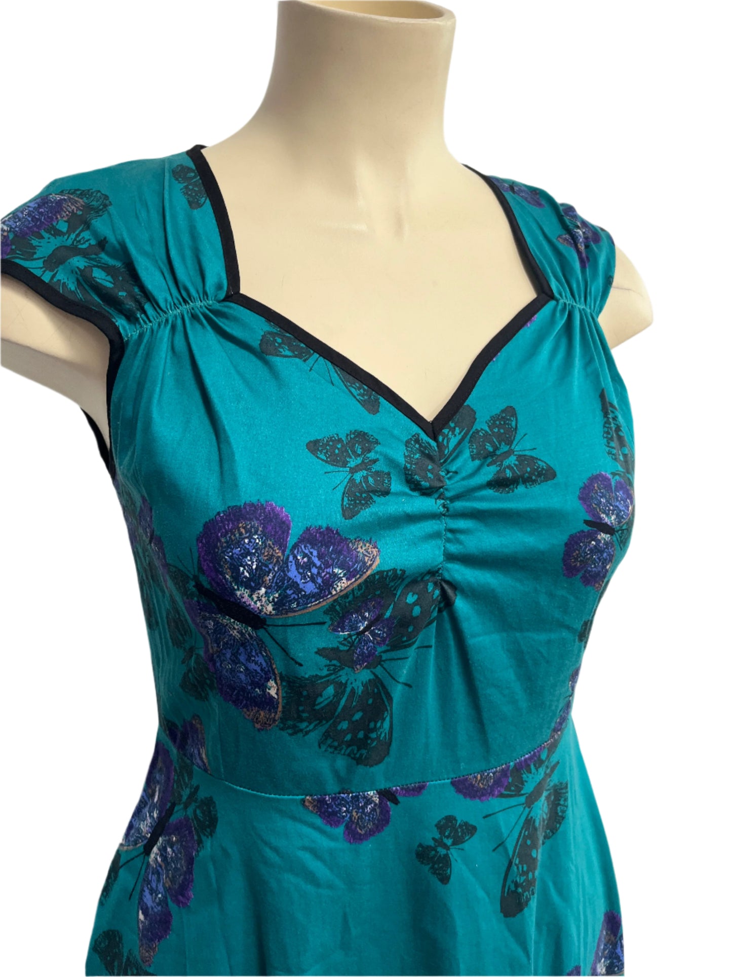 LADY VINTAGE - BLUE BUTTERFLY DRESS SZ 16