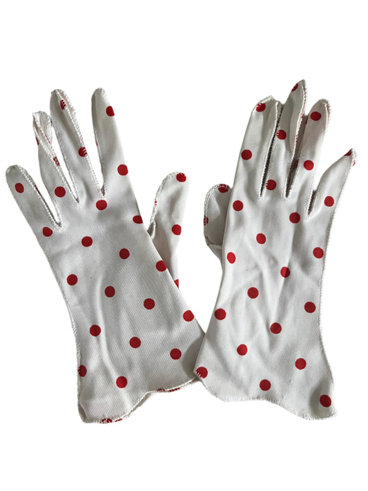 POLKADOT NYLON GLOVES sz 6.5