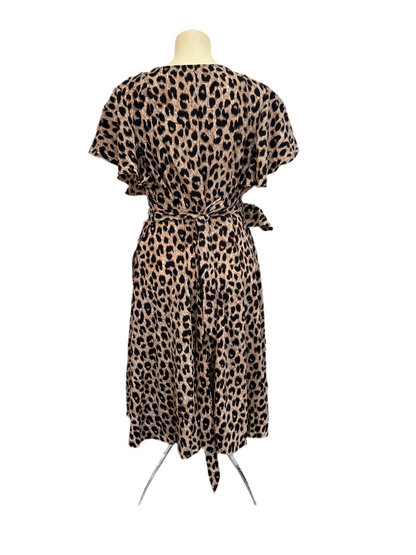 UNIQUE VINTAGE - LEOPARD PRINT WRAP DRESS sz18