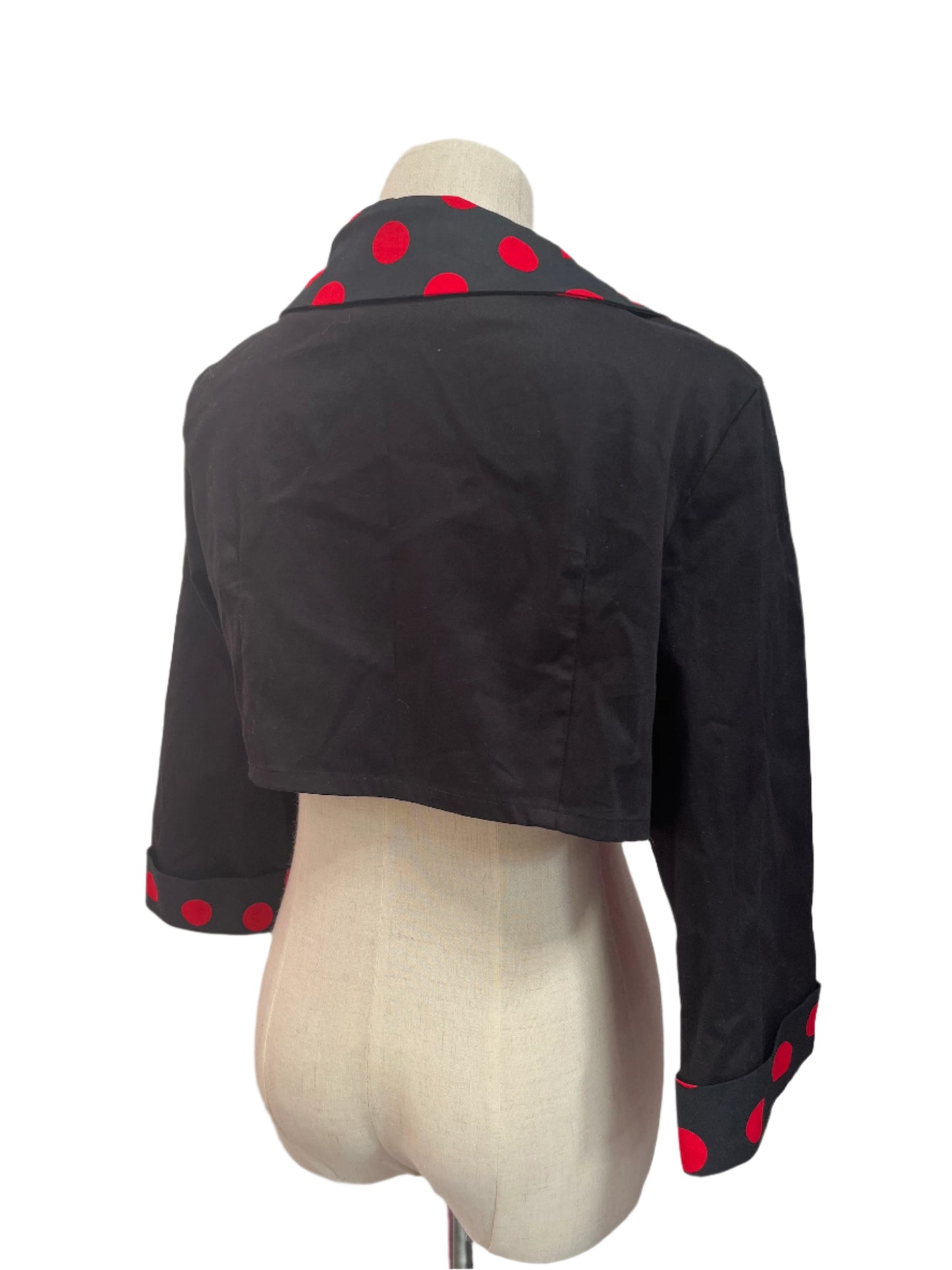 HEARTS & ROSES -BLACK POLKADOT CROP JACKET sz 14