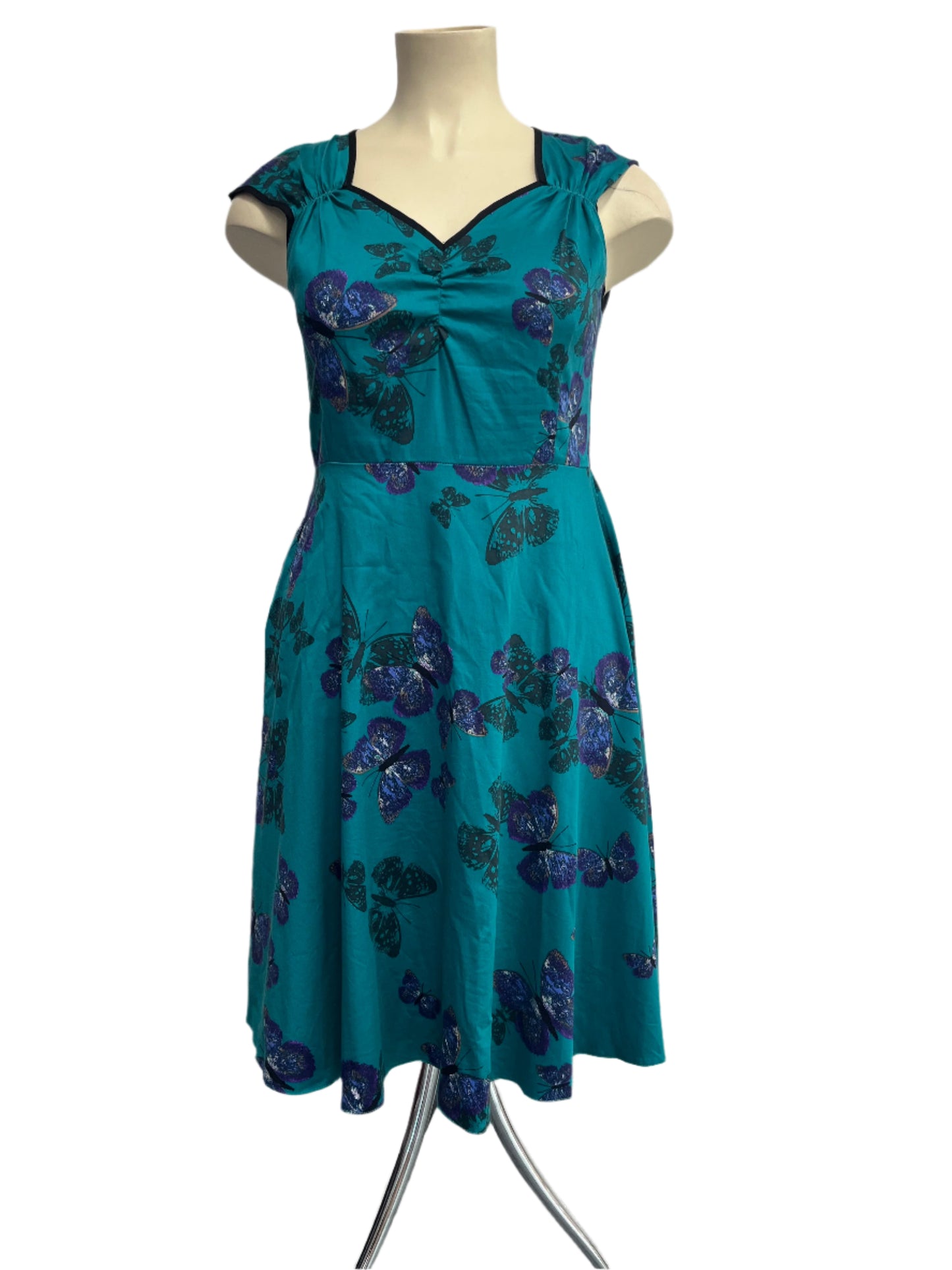 LADY VINTAGE - BLUE BUTTERFLY DRESS SZ 16