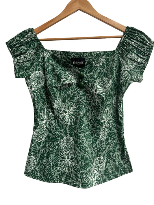 COLLECTIF - GREEN PINEAPPLES TOP SZ 14