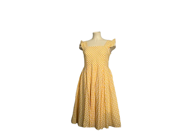 PRETTY DRESS COMPANY YELLOW GINGHAM DRESS SZ 18