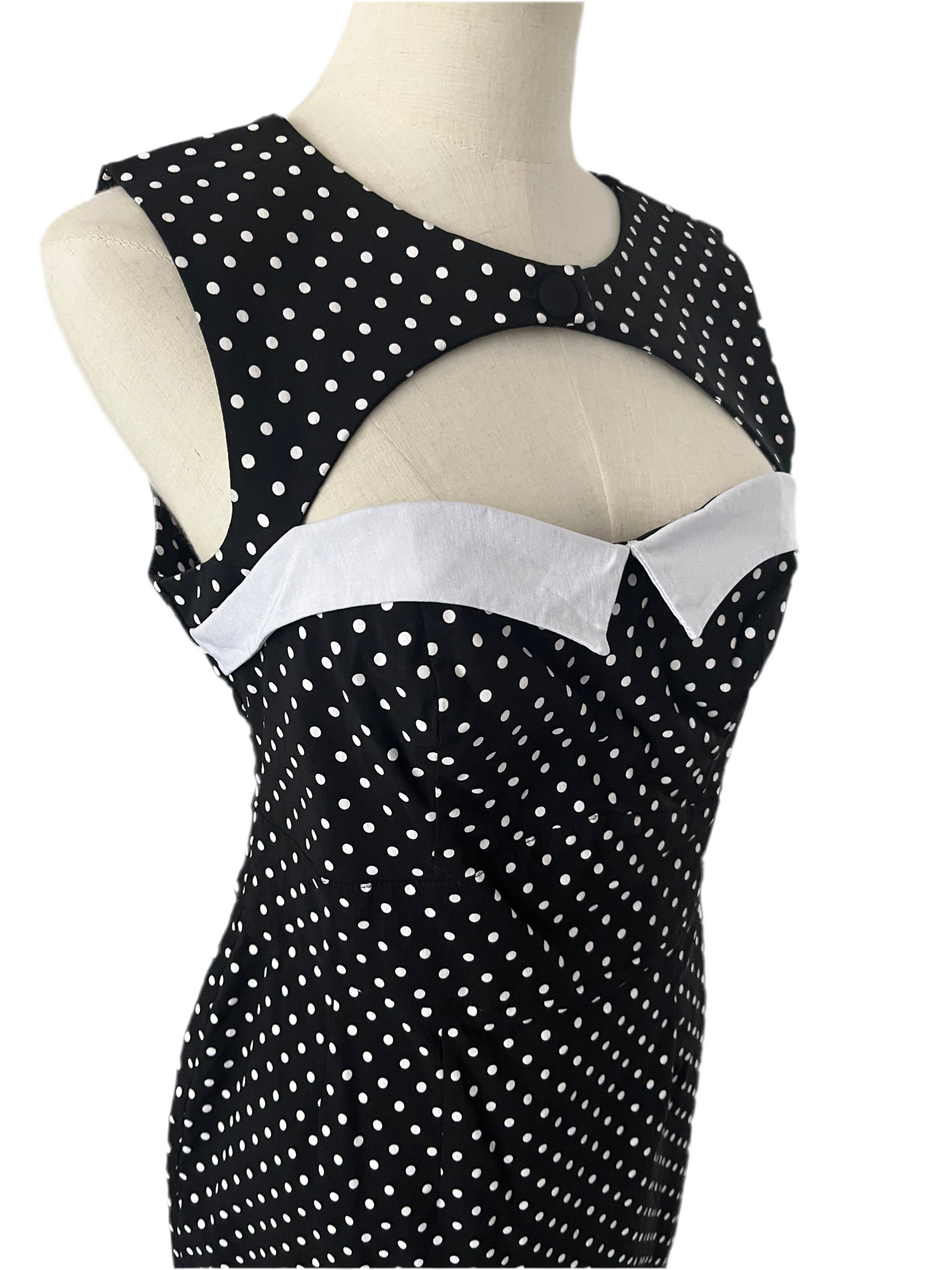 HELLBUNNY POLKADOT PENCIL DRESS SZM/12