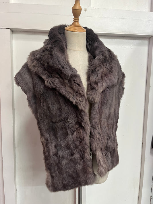 GREY FUR STOLE WRAP