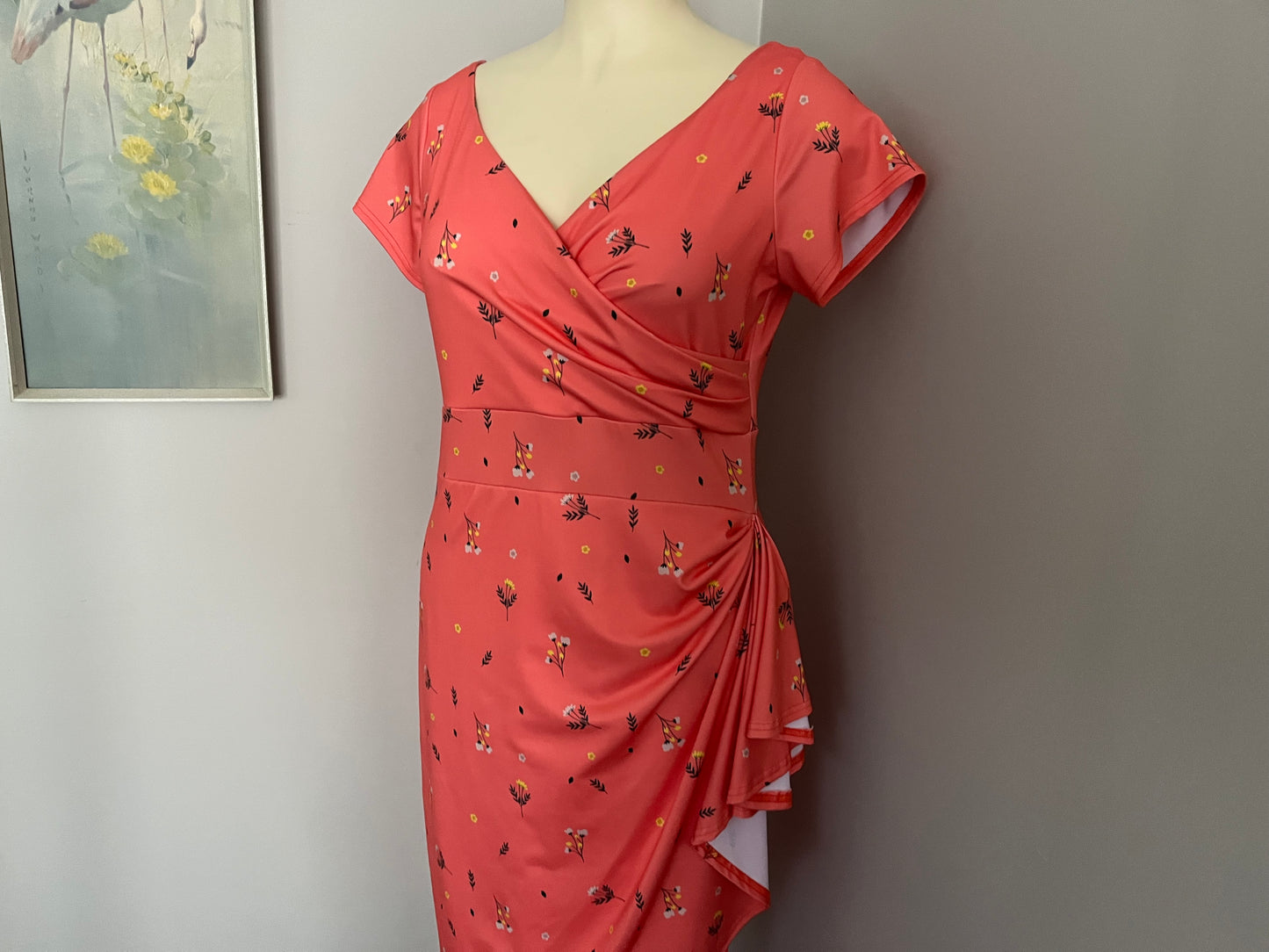 LADY VINTAGE PEACH ELSIE WIGGLE DRESS SZ 18