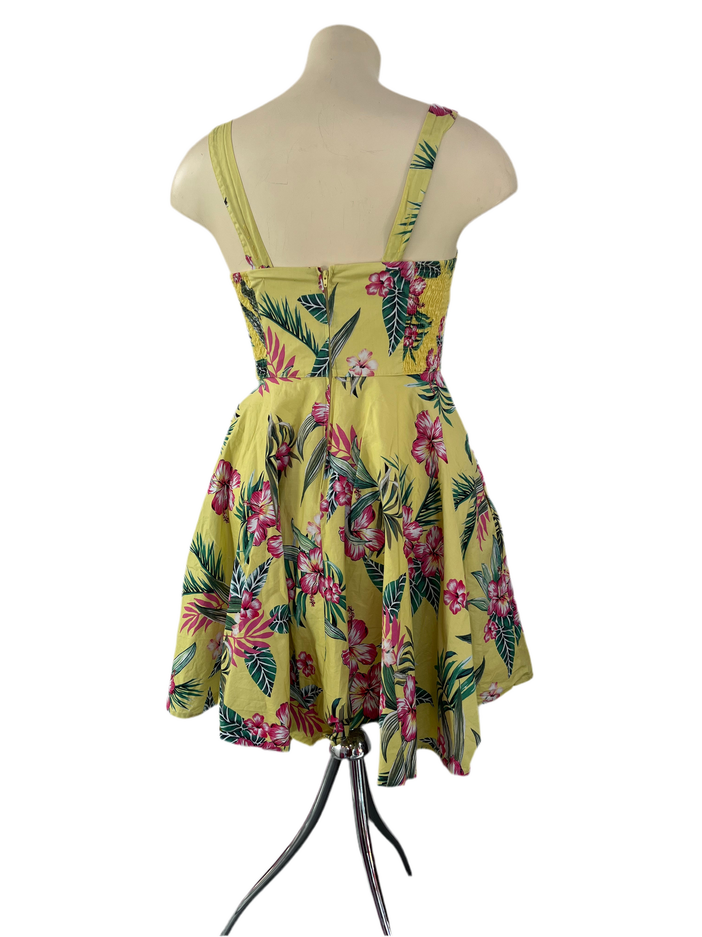 HELLBUNNY - YELLOW HIBISCUS DRESS SZ 14