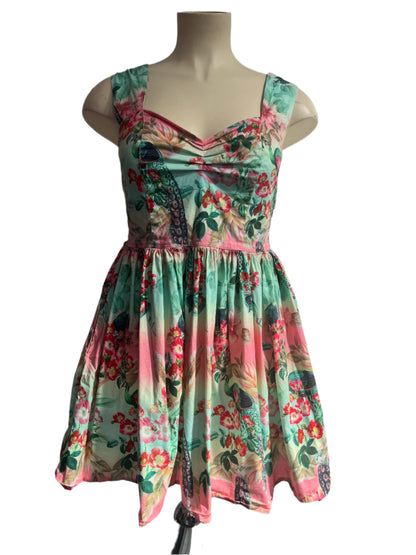 HELLBUNNY PEACOCK DRESS SZ L/14