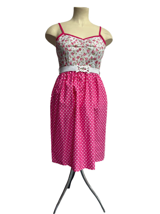 MISS FORTUNE - PINK POLKADOT DRESS SZ 12/14