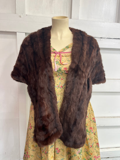 DEEP BROWN FUR STOLE WRAP