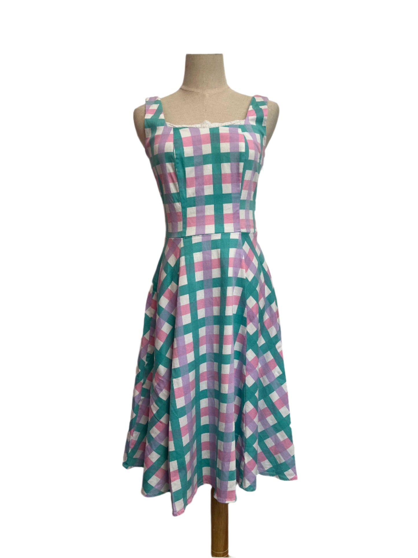 COLLECTIF - PINK & GREEN CHECK DRESS sz12