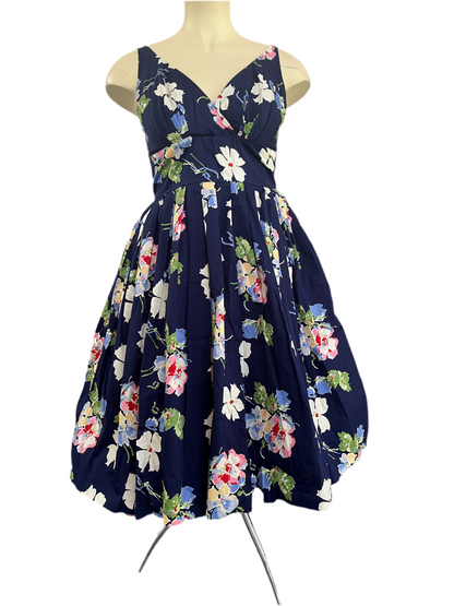 RETROSPECTD - NAVY FLORAL DRESS SZ 14