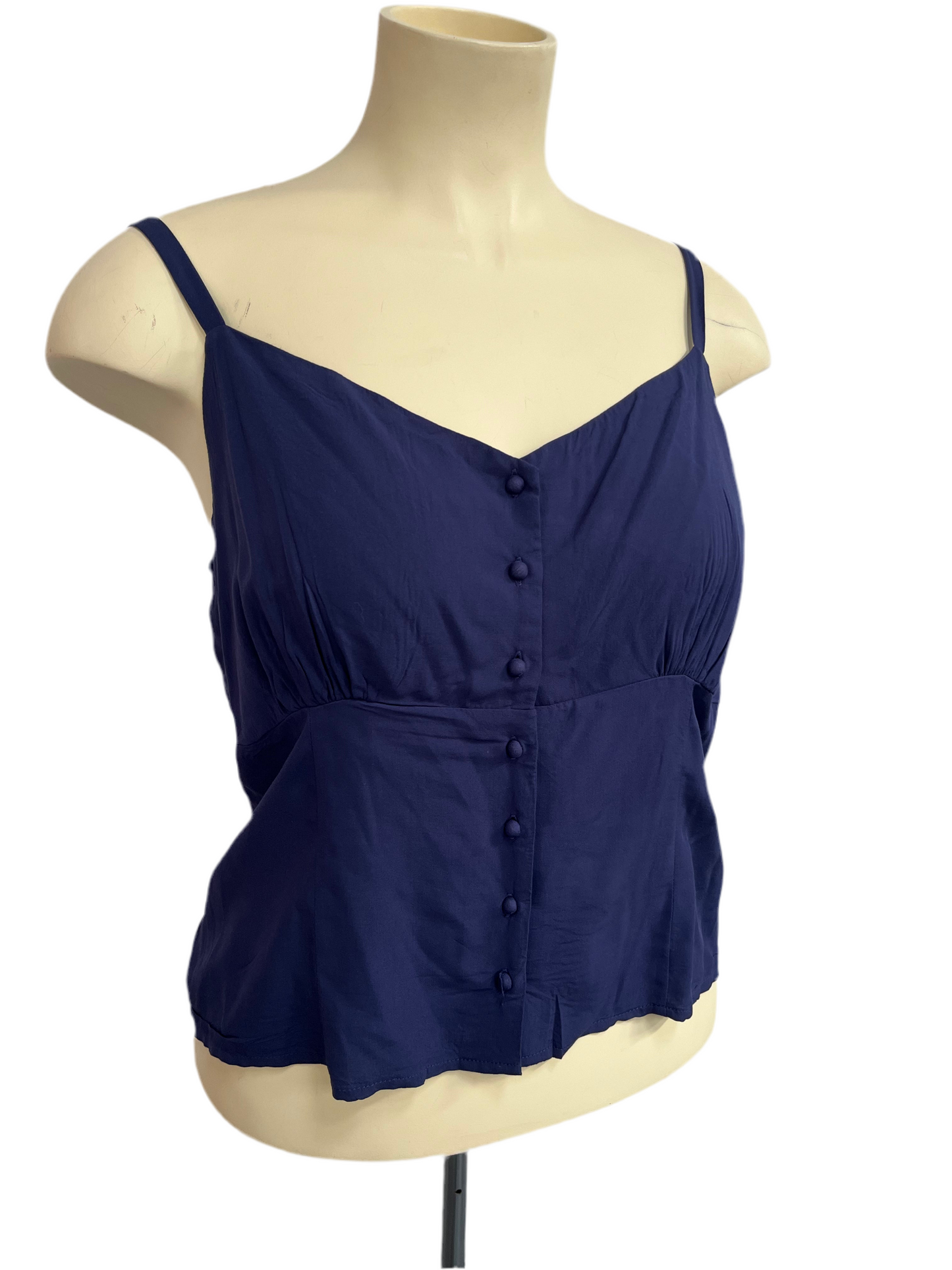 COLLECTIF - NAVY SHOE STRING TOP sz2xl