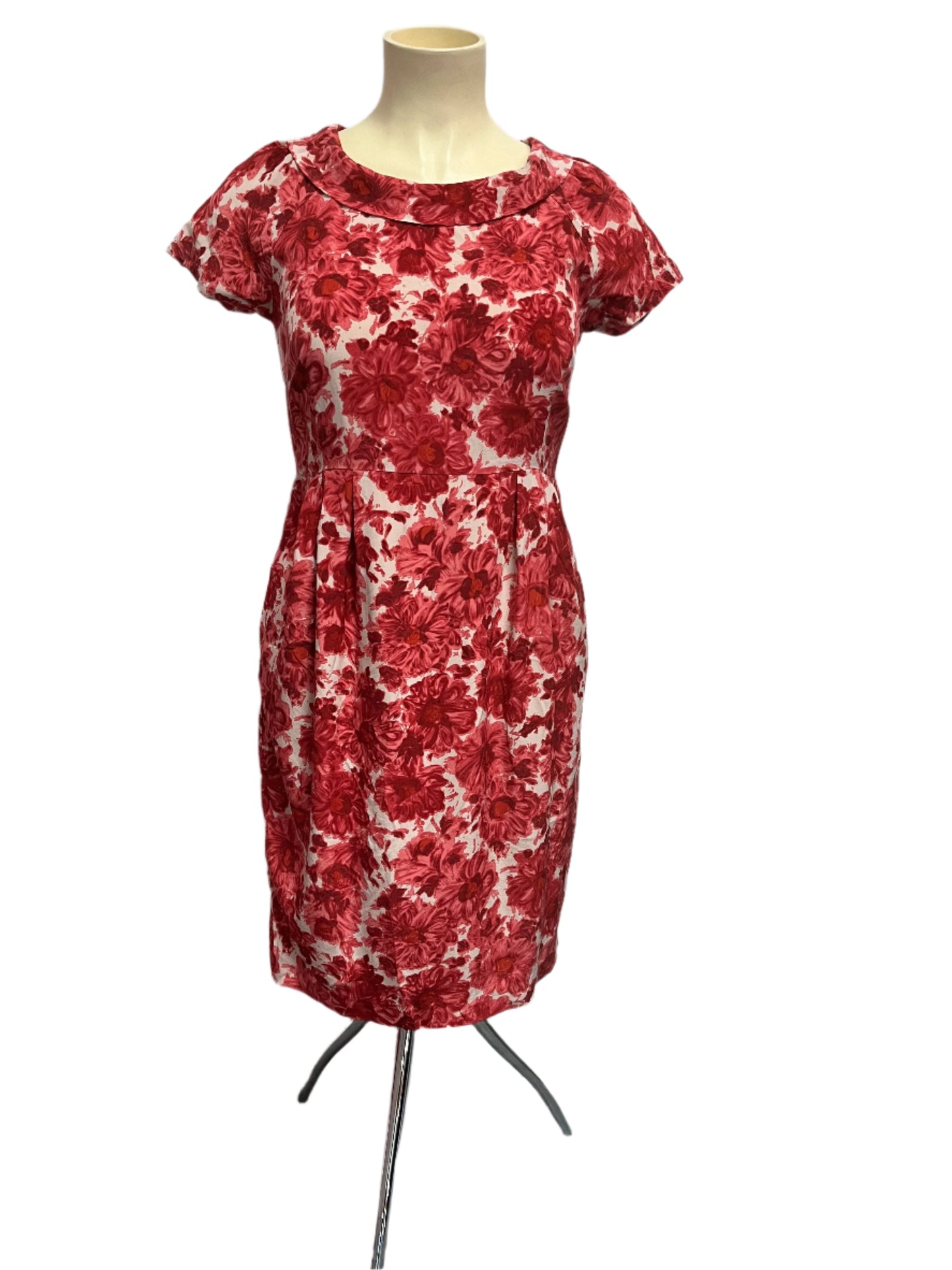 MARILYN MOORE - RED ROSE SILK DRESS sz 14