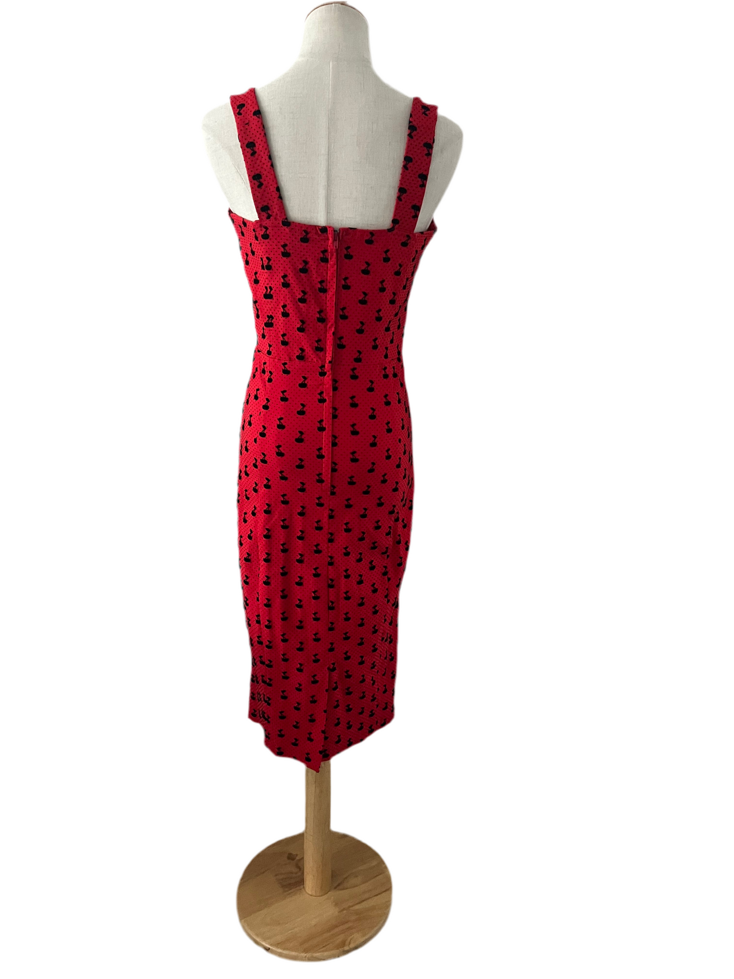 RED & BLACK CHERRY PENCIL DRESS