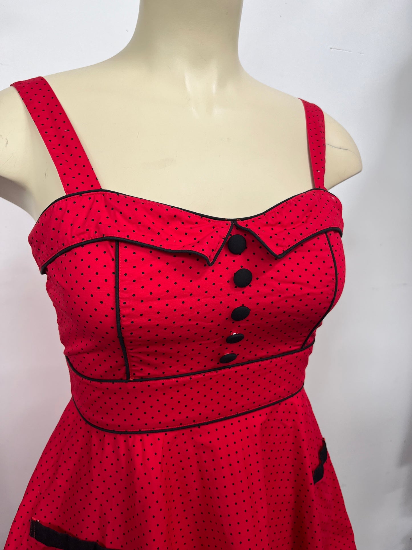 HELLBUNNY - RED POLKADOT DRESS sz L