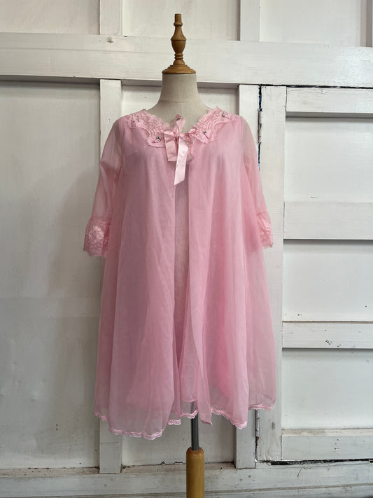 PINK NYLON NIGHTIE SET SZ 14