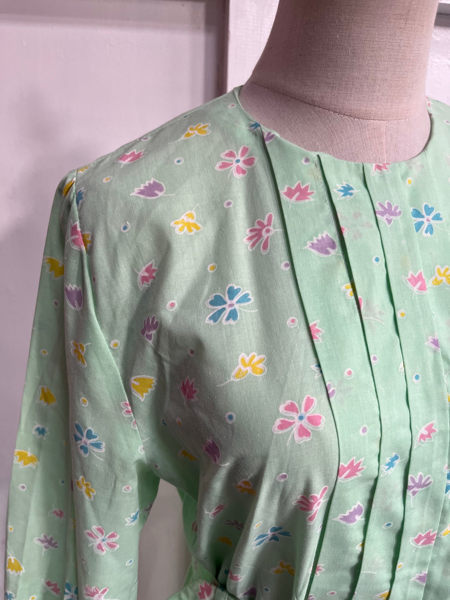 MINTY FLORAL 70s DRESS SZ 12