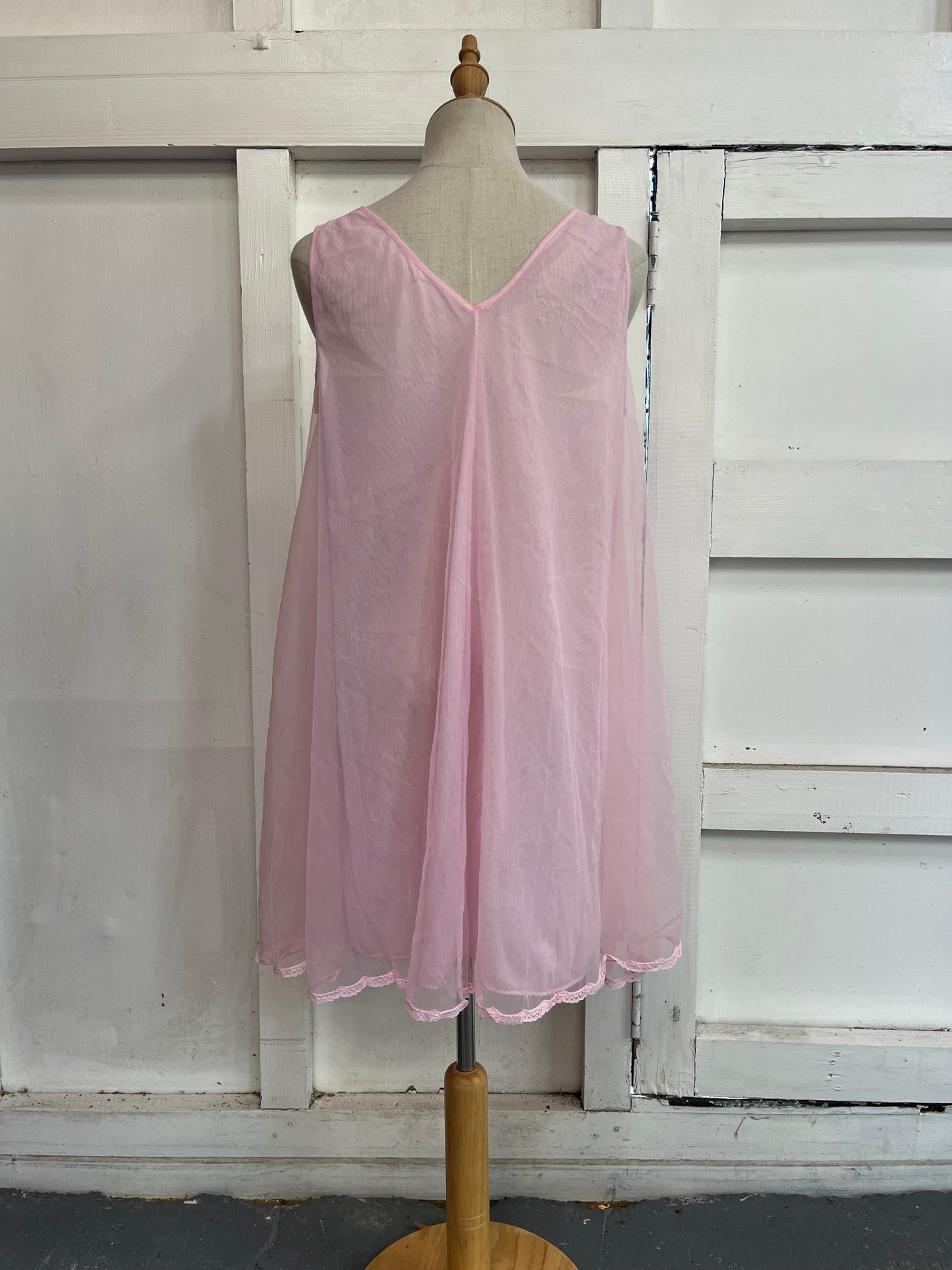 PINK NYLON NIGHTIE SET SZ 14