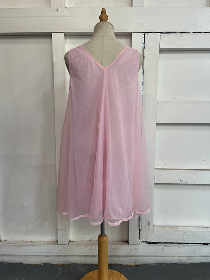 PINK NYLON NIGHTIE SET SZ 14