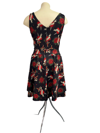 LADY VINTAGE - LOVE TATTOO DRESS sz18