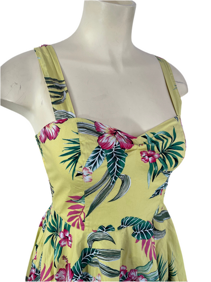 HELLBUNNY - YELLOW HIBISCUS DRESS SZ 14