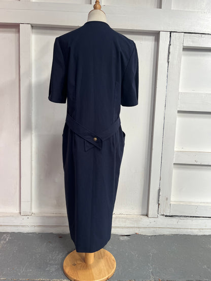 NAVY DOUBLE BUTTON 80s DRESS SZ 12