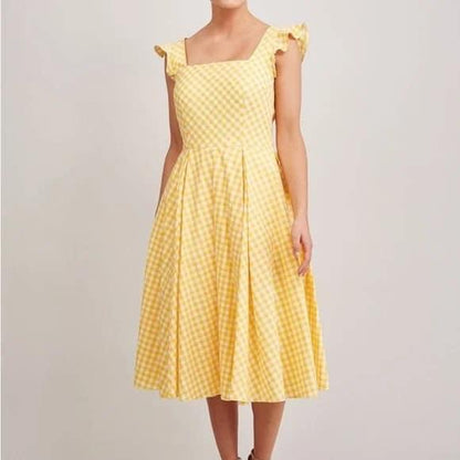 PRETTY DRESS COMPANY YELLOW GINGHAM DRESS SZ 18