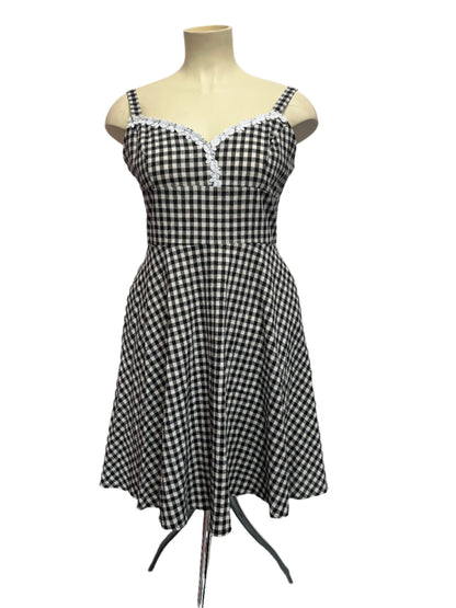 BLACK & WHITE COTTON GINGHAM DRESS sz 16