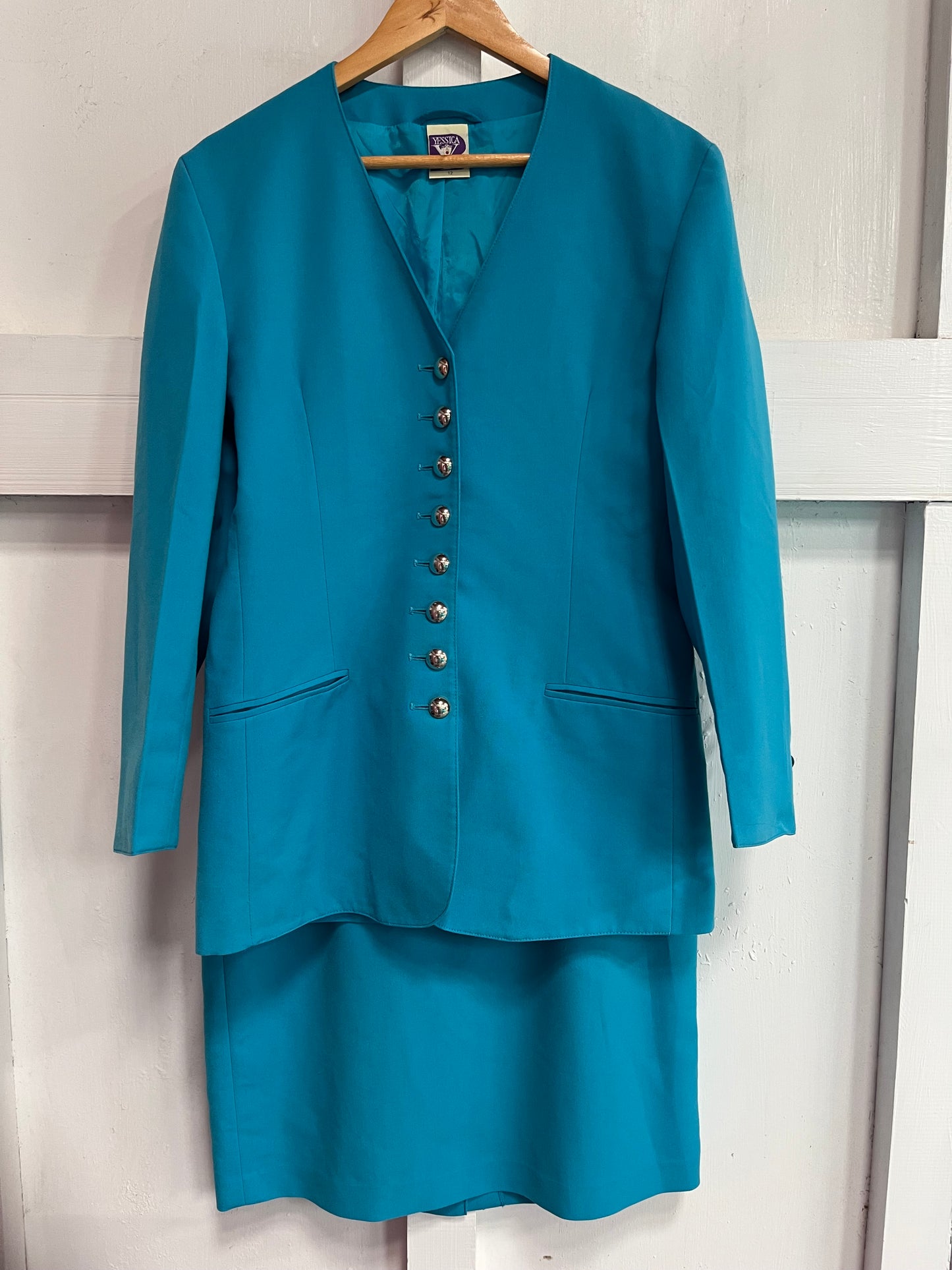 YESSICA TEAL BUTTON DOWN JACKET SZ 12