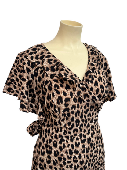 UNIQUE VINTAGE - LEOPARD PRINT WRAP DRESS sz18