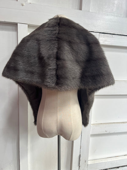 GREY FUR STOLE WRAP