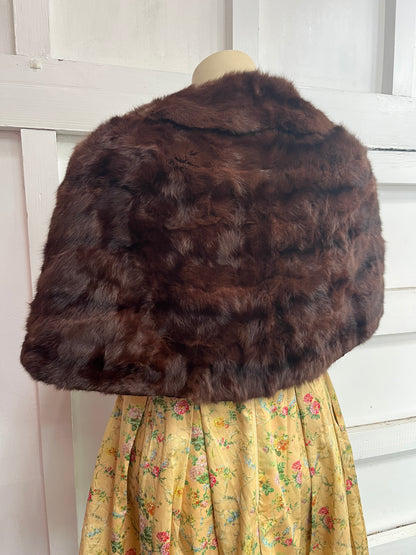 DEEP BROWN FUR STOLE WRAP