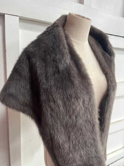 GREY FUR STOLE WRAP