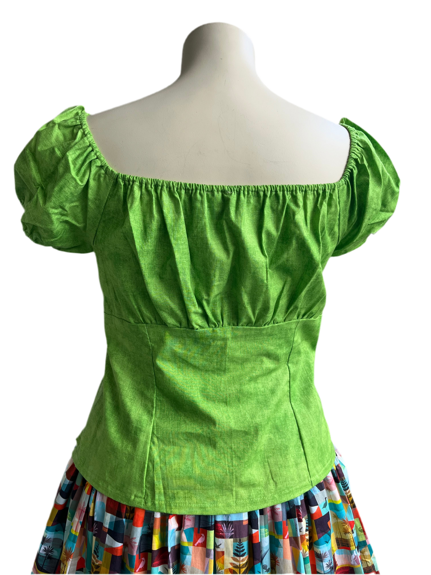 LIME GREEN PEASANT TOP