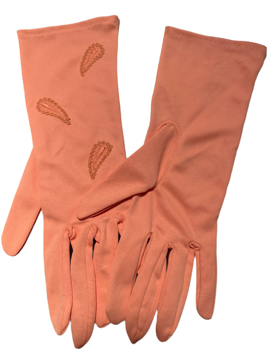 ORANGE PAISLEY GLOVES 7.5