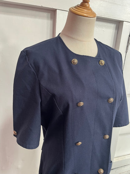 NAVY DOUBLE BUTTON 80s DRESS SZ 12