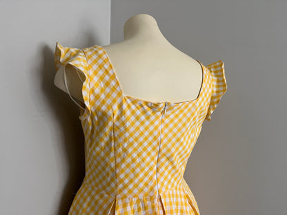 PRETTY DRESS COMPANY YELLOW GINGHAM DRESS SZ 18