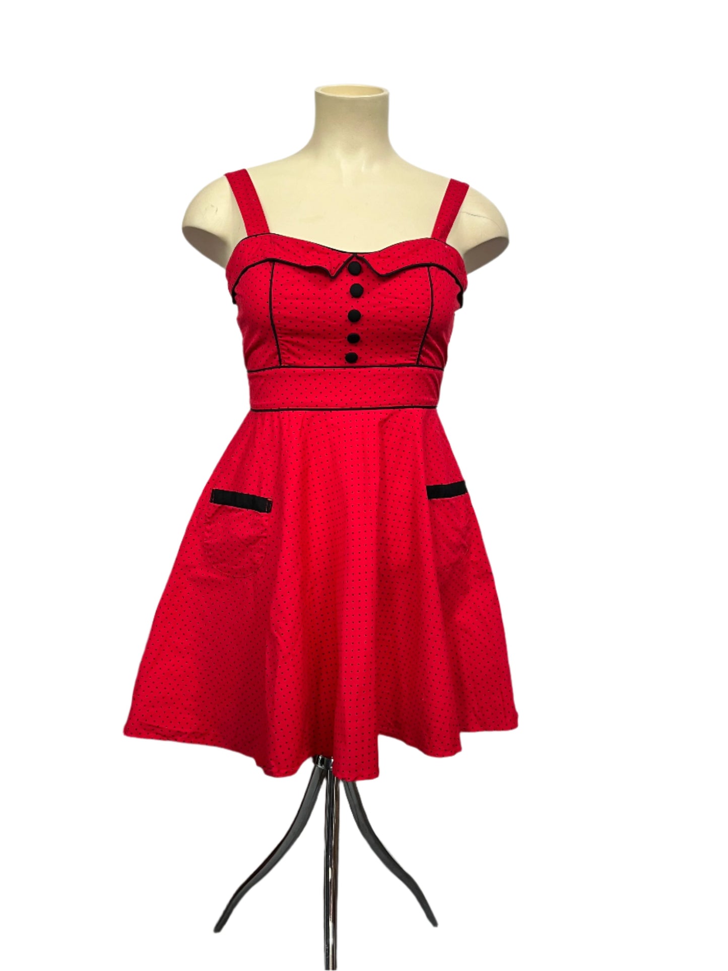 HELLBUNNY - RED POLKADOT DRESS sz L