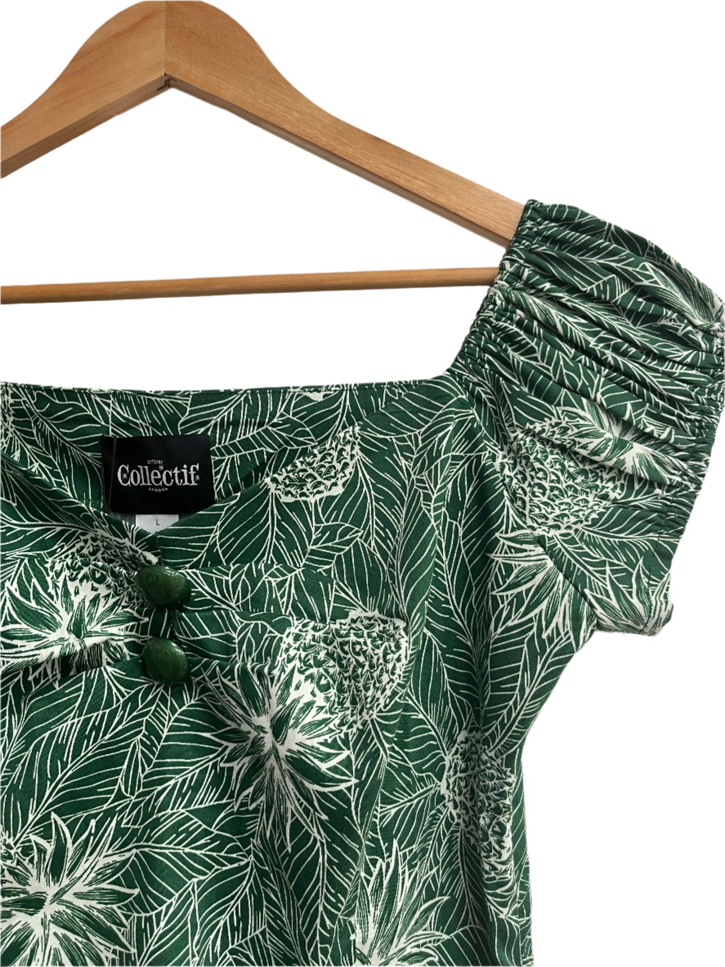 COLLECTIF - GREEN PINEAPPLES TOP SZ 14