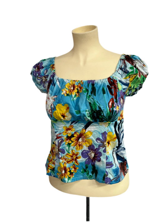 TROPICAL PEASANT TOP sz14